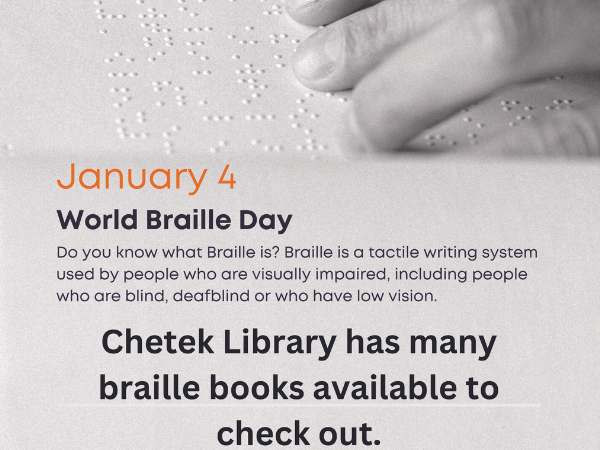 Braille Books Available. January 4 is World Braille Day!